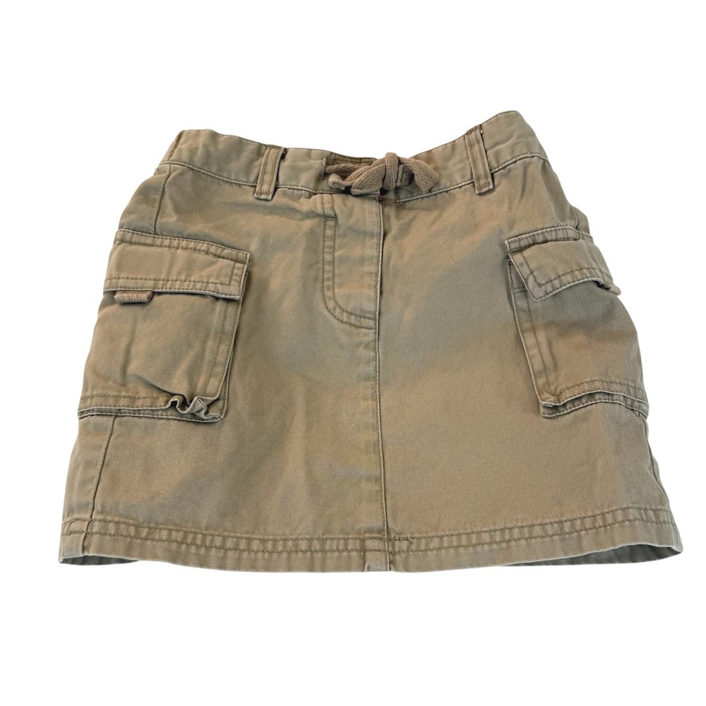Mini Boden Cargo Skirt 2-3Y Tan Khaki Cotton Twill Utility Pockets